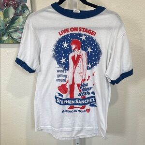 Stephen Sanchez American Tour Graphic Tee - White and Blue